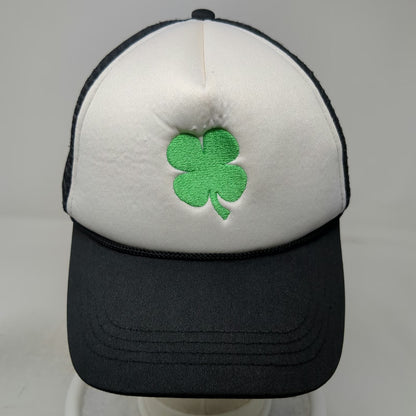 David and Young Trucker Hat Black One Size Green Clover Foam Mesh Snapback