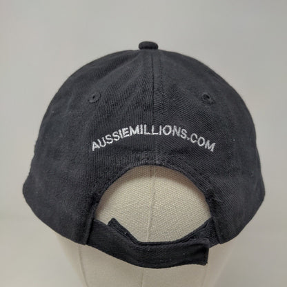 Aussie Millions Men's Strapback Hat Black Adjustable Embroidered Logo Cotton