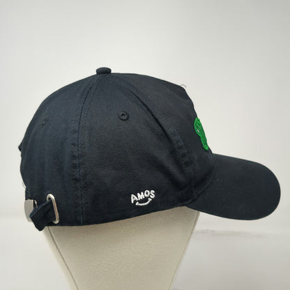 AMOS Peelerz 5 Panel Black Hat One Size Slideback Adjustable Embroidered Cotton