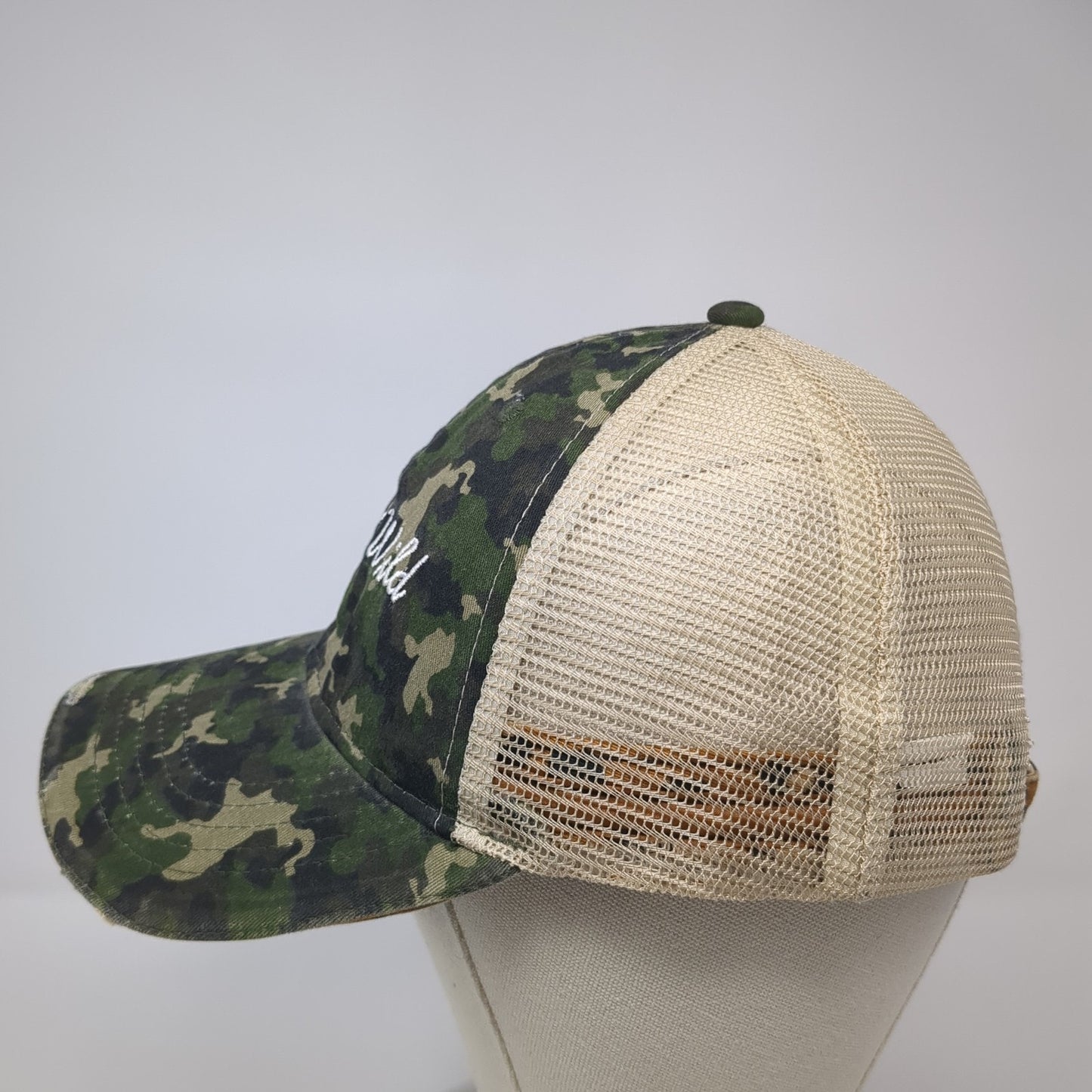 Free Wild Trucker Hat Multicolor OS Adjustable Distressed Camouflage Mesh Back