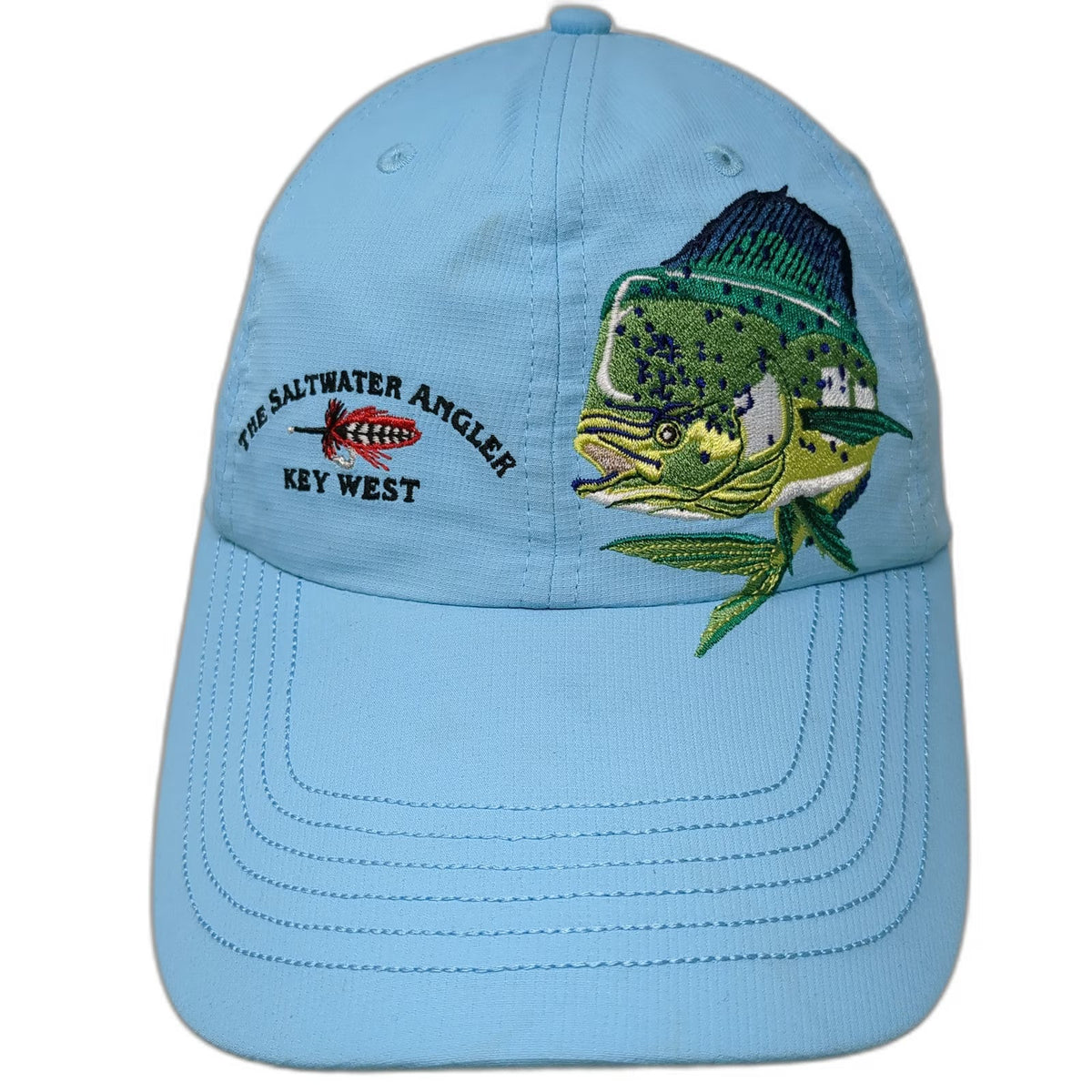 The Saltwater Angler Baseball Cap Blue One Size Mahi Mahi Fish Key West Lure Hat