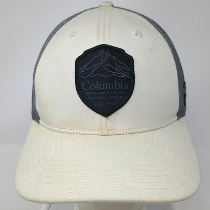 Columbia Trucker Hat Beige Gray One Size Snapback Mesh Shield Patch Portland OR