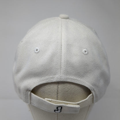 J Strapback Hat White 7 1/8 Adjustable Embroidered Vented Holes 6 Panel