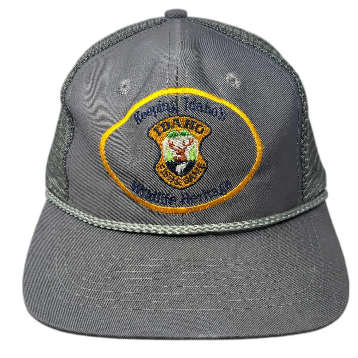 Head To Toe Trucker Hat Gray Snapback Idaho Fish Game Wildlife Heritage Vintage