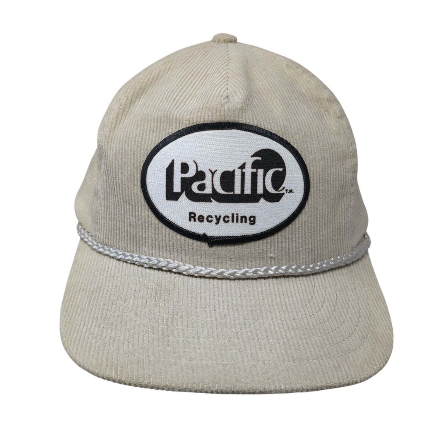 Pacific Recycling Snapback Hat Beige OS Adjustable Lightweight Corduroy Rope