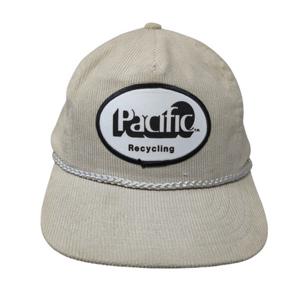 Pacific Recycling Snapback Hat Beige OS Adjustable Lightweight Corduroy Rope