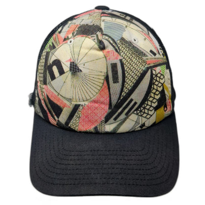 Nixon Black Trucker Hat One Size Abstract Geometric Print Cotton Mesh Snapback