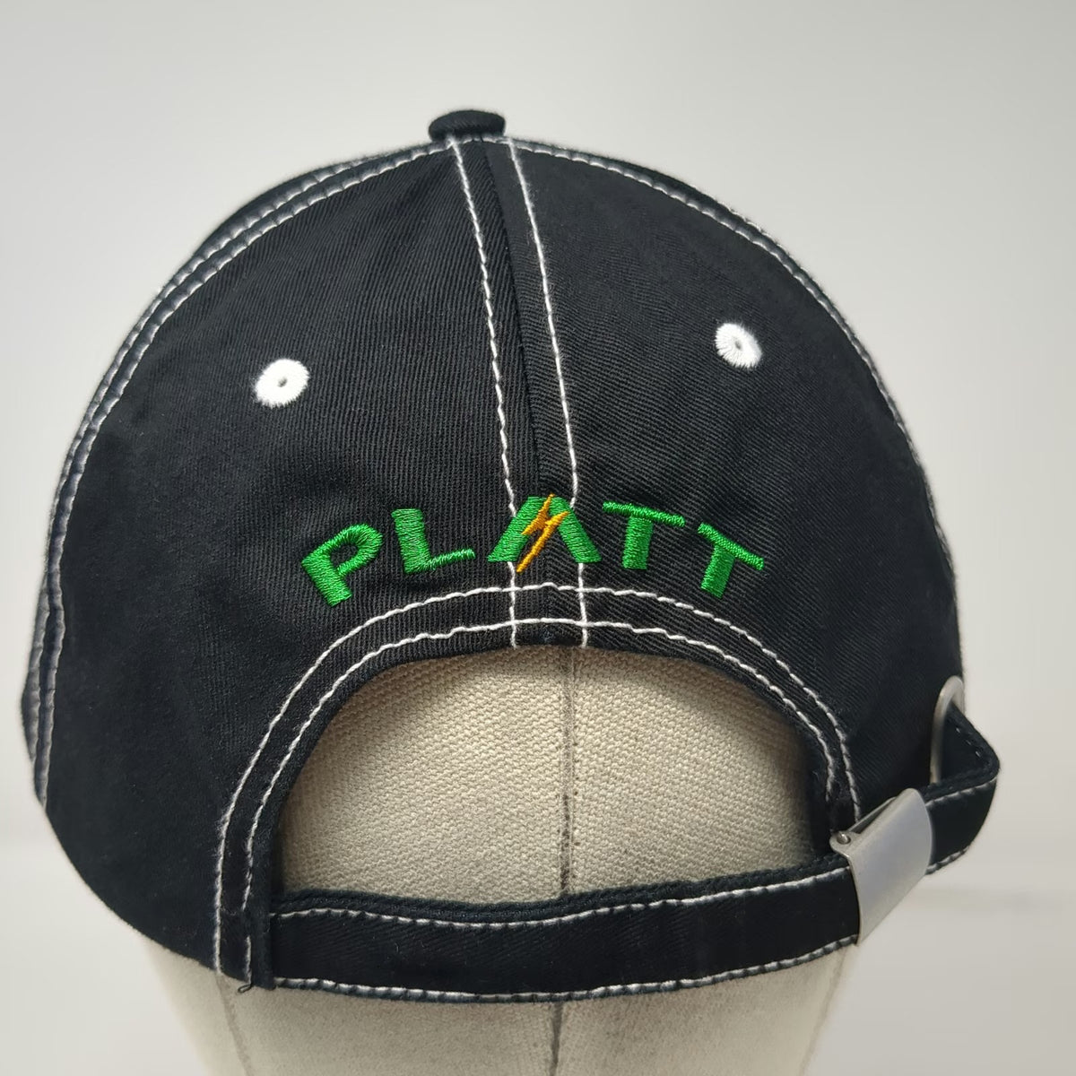 Baseball Cap Black Yellow Green OSFM Lightning Bolt Platt Contrast Stitch Hat
