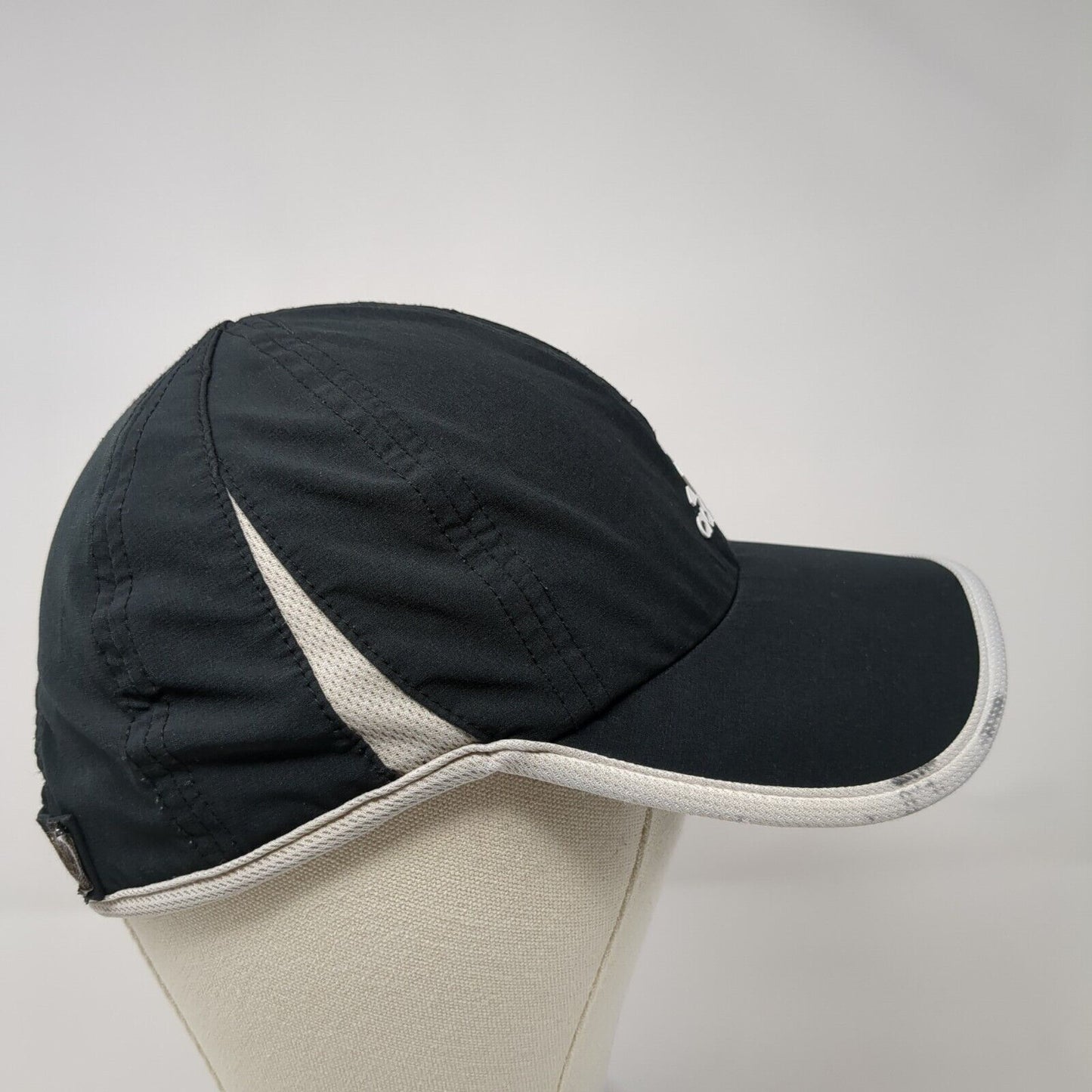Adidas Aeroready Strapback Hat Black OSFA Mesh 3 Stripes White Trim