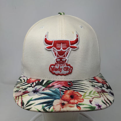 New Era Men's Snapback Hat Tan OSFM Chicago Bulls Windy City Logo Floral