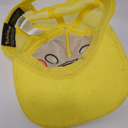 Pikachu with Ears Snapback Trucker Hat Yellow OS Adjustable Mesh Back Pokemon