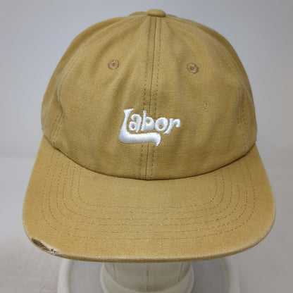 Labor Baseball Cap Brown One Size Adjustable Canvas Hat White Script Embroidery