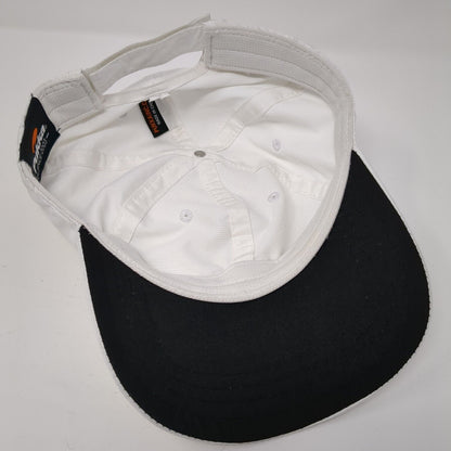 Whitetail Strapback Hat White One Size Adjustable Vented Holes 6 Panel Pukka