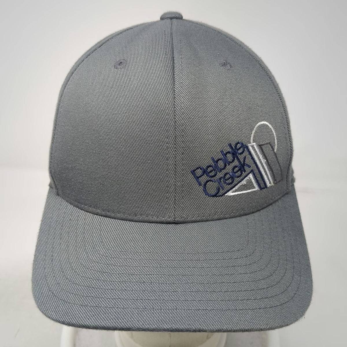 Yupoong Pebble Creek Baseball Cap Gray One Size Adjustable Flexfit 110 Logo Hat