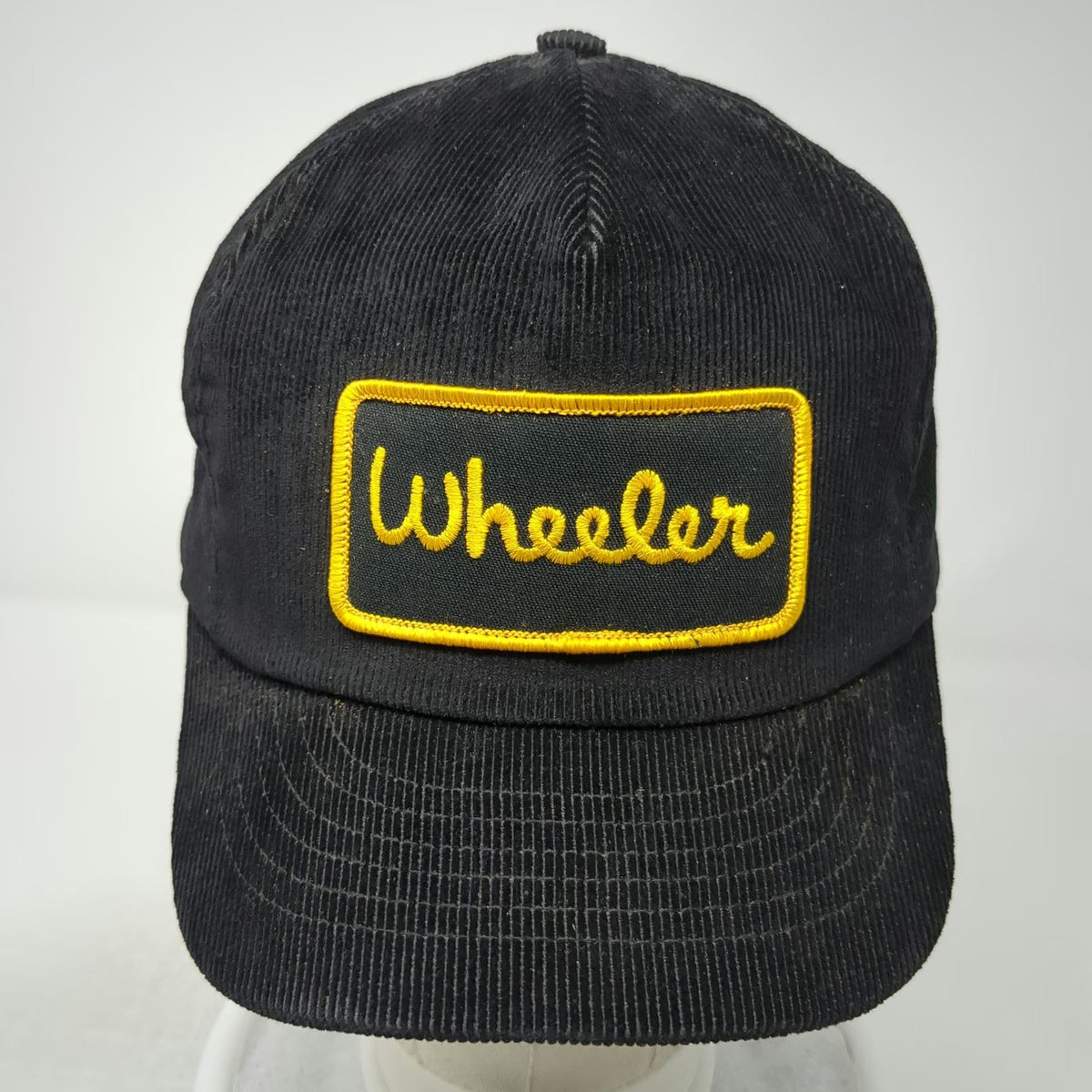 Wheeler Patch Snapback Hat Black One Size Corduroy Script Logo 5 Panel Cap