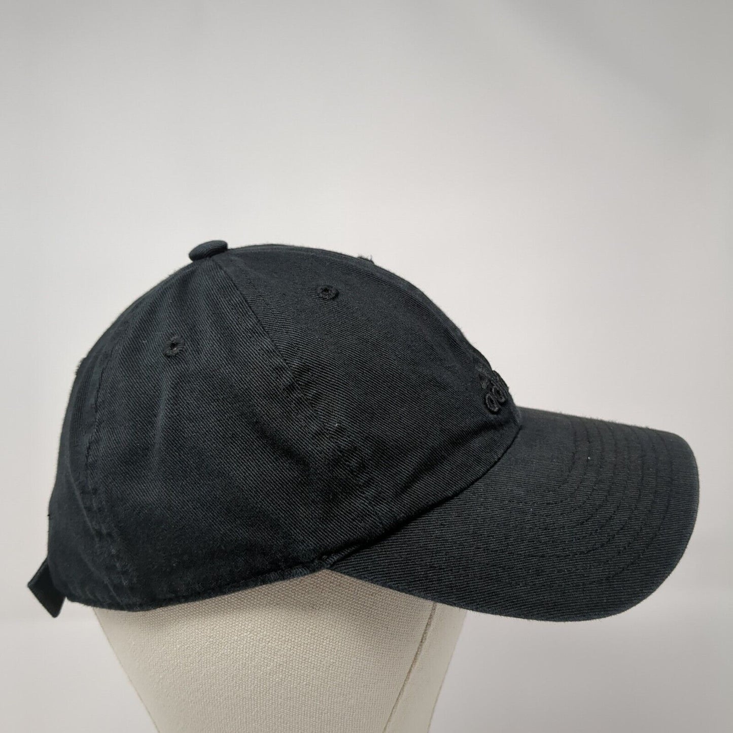 Adidas Slideback Hat Black One Size Adjustable Embroidered Vented Holes 6 Panel