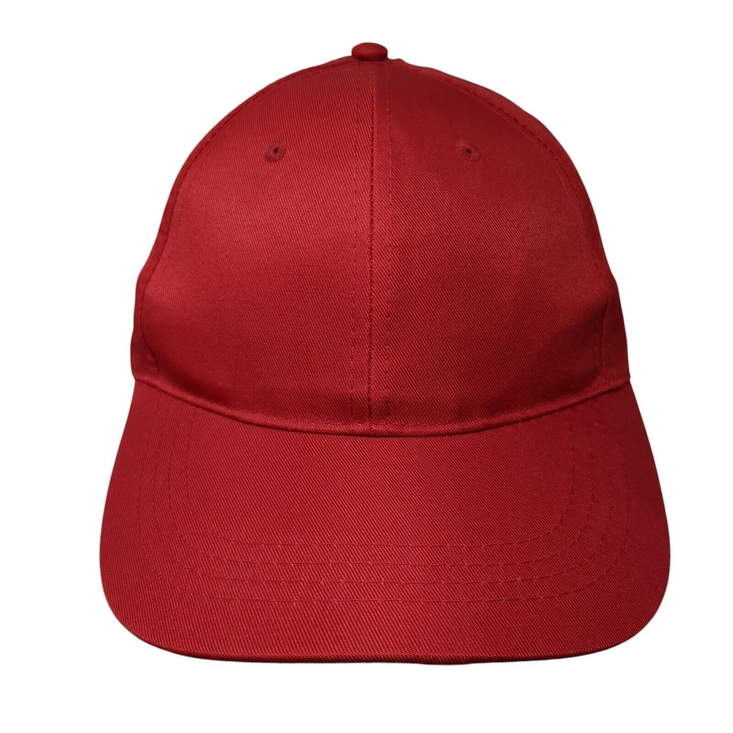 Unbranded Strapback Hat Red One Size Adjustable Vented Holes 6 Panel Blank