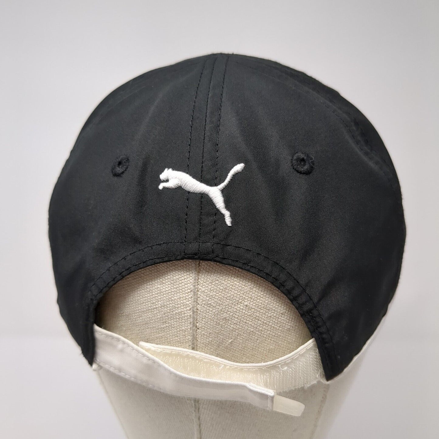 PUMA Strapback Hat Black One Size Adjustable Embroidered 6 Panel Polyester