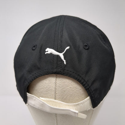 PUMA Strapback Hat Black One Size Adjustable Embroidered 6 Panel Polyester