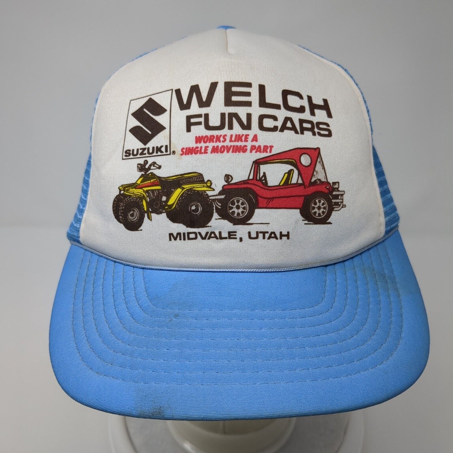 Suzuki Welch Fun Cars Utah Snapback Rope Trucker Hat Blue One Size