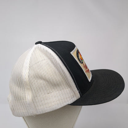 Lazy J Bull Skull Flower Snapback Trucker Hat Black One Size Mesh Back