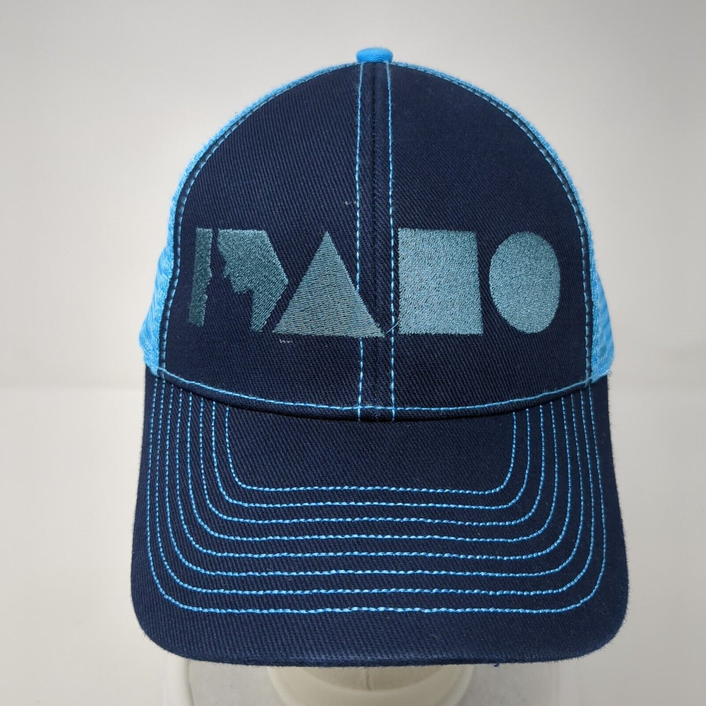 Idaho Strapback Trucker Hat Blue One Size Adjustable Embroidered Mesh Back