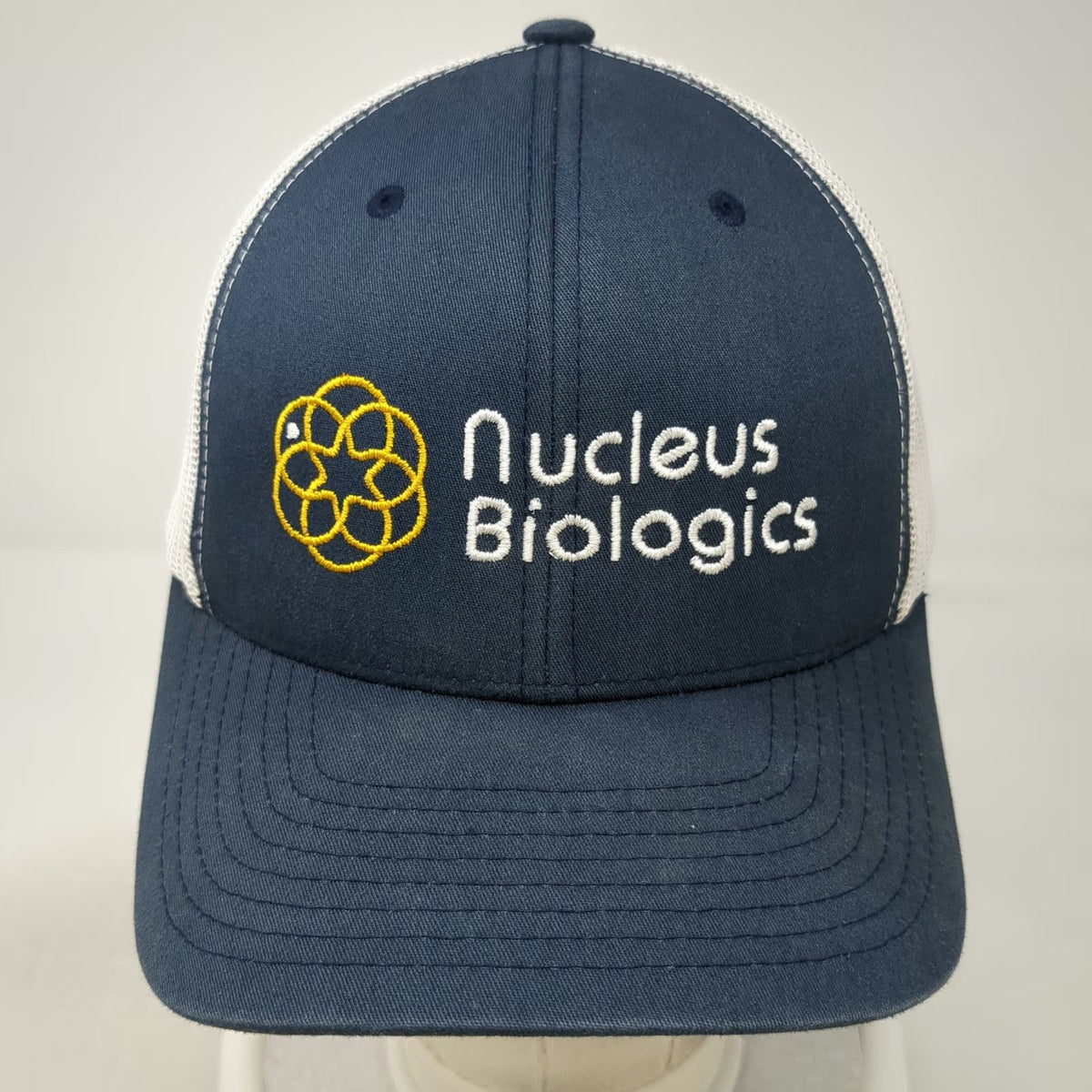 Yupoong Trucker Hat Blue White Yellow One Size Nucleus Biologics Snapback Mesh