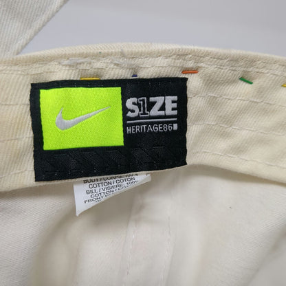 Nike Baseball Cap White OSFM Just Do It Swoosh Safety Pins Slideback Hat Cotton