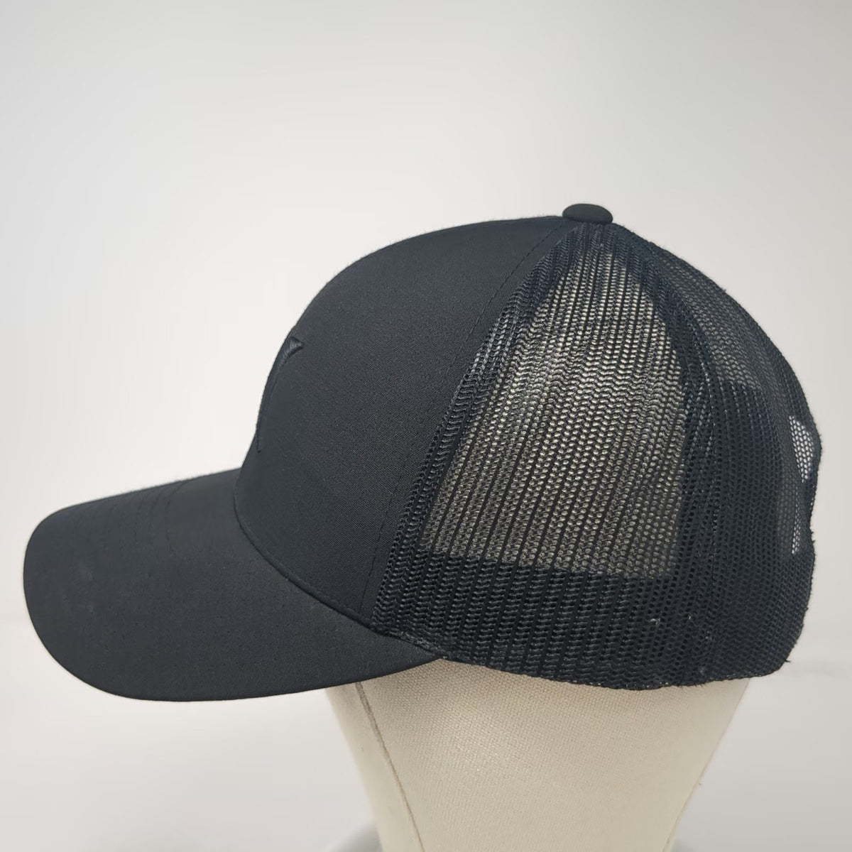 Hurley Trucker Hat Black One Size Mesh Back Snapback Tonal Logo Structured