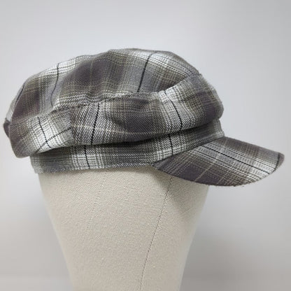Pugs Gear Army Cap Gray White Black One Size Plaid Pattern Elastic Back Hat