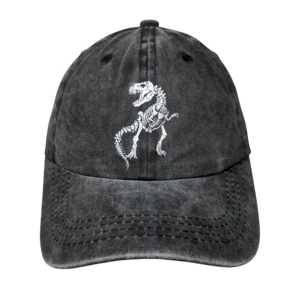 Skull Dinosaur Slideback Hat Gray OSFA Adjustable Vented Holes 6 Panel Waldeal