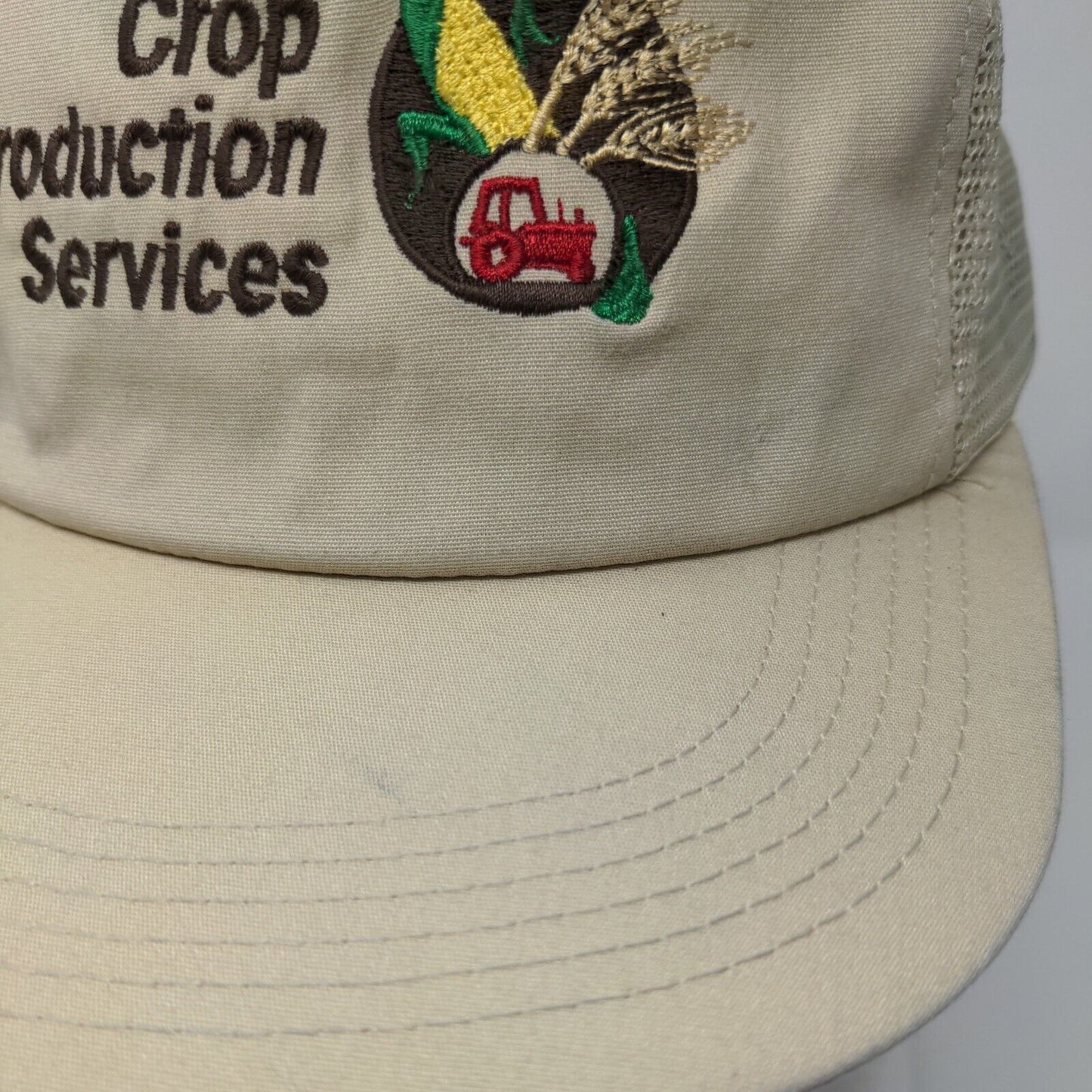 Crop Production Services Snapback Trucker Hat Tan OSFA Mesh Back 6 Panel