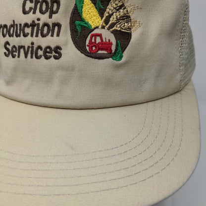 Crop Production Services Snapback Trucker Hat Tan OSFA Mesh Back 6 Panel