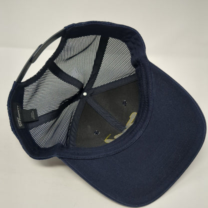 Port Authority Snapback Mesh Back Trucker Hat Blue One Size Embroidered