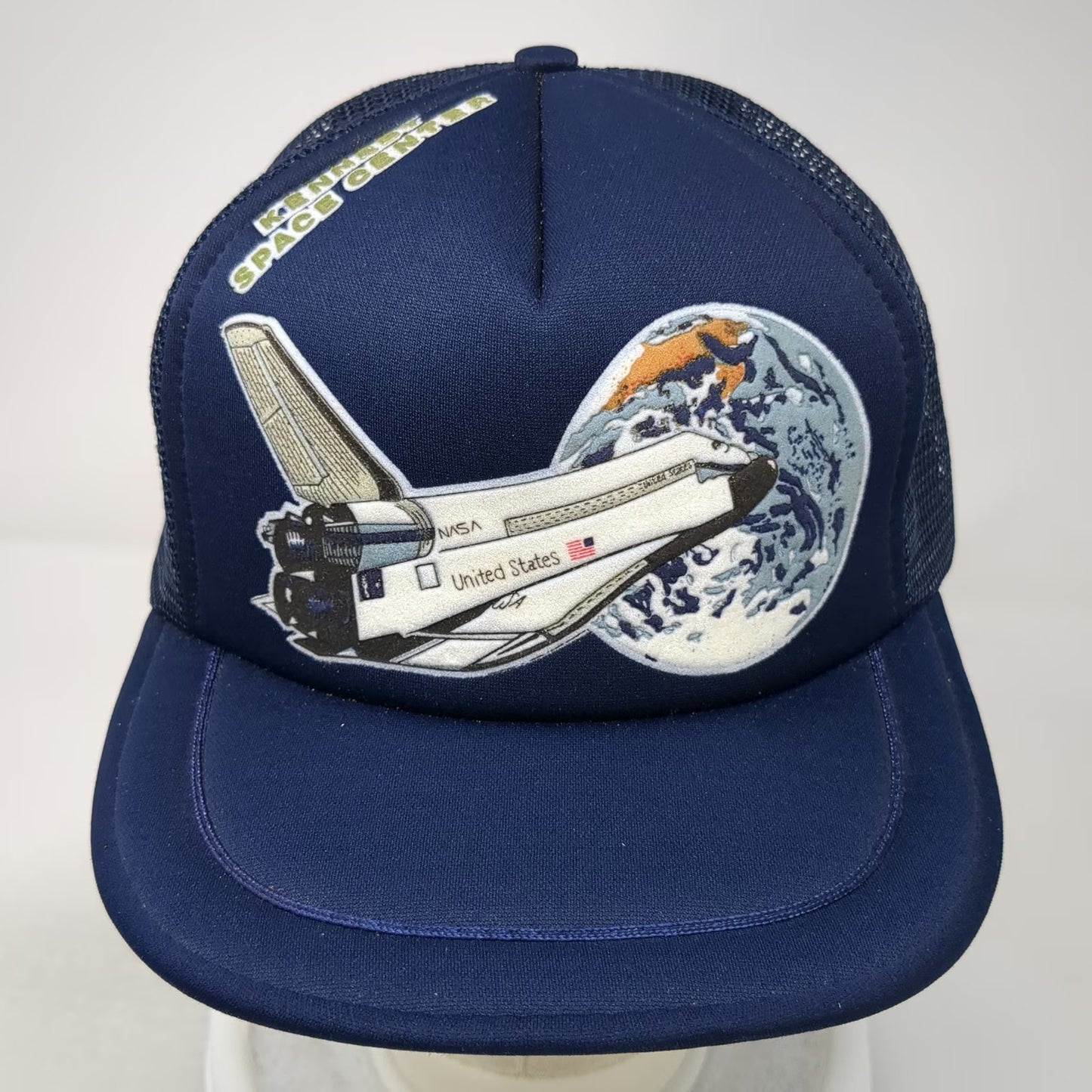 Spaceport USA Trucker Hat Blue Kennedy Space Center NASA Shuttle Earth Vintage
