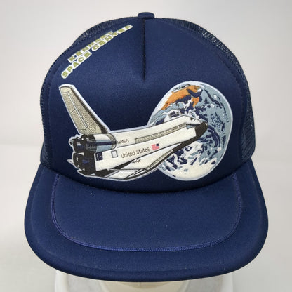 Spaceport USA Trucker Hat Blue Kennedy Space Center NASA Shuttle Earth Vintage