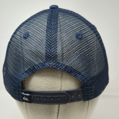 Quiksilver Trucker Hat Blue One Size Striped Mountain Wave Logo Mesh Snapback