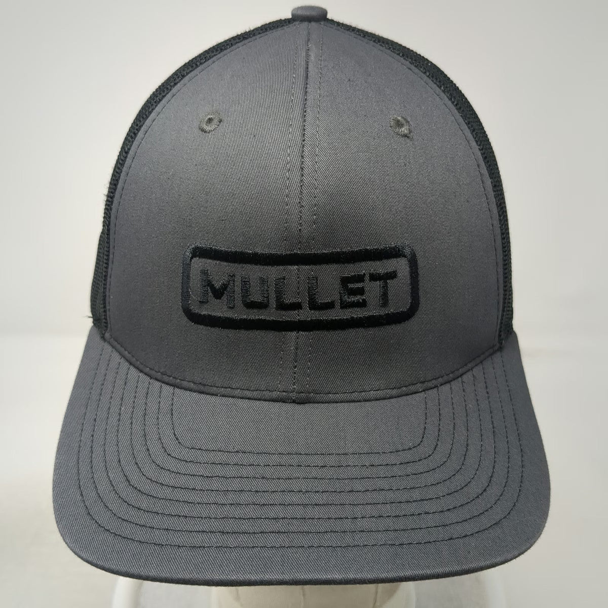 Richardson Trucker Hat Gray One Size Mullet Patch Mesh Back Snapback Curved Brim