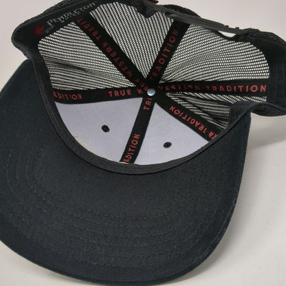 Pendleton Whisky Trucker Hat Black One Size Snapback Mesh Rubber Bronco Patch