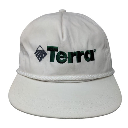 Terra Slideback Rope Hat White OSFA Adjustable Leather Strap Solid