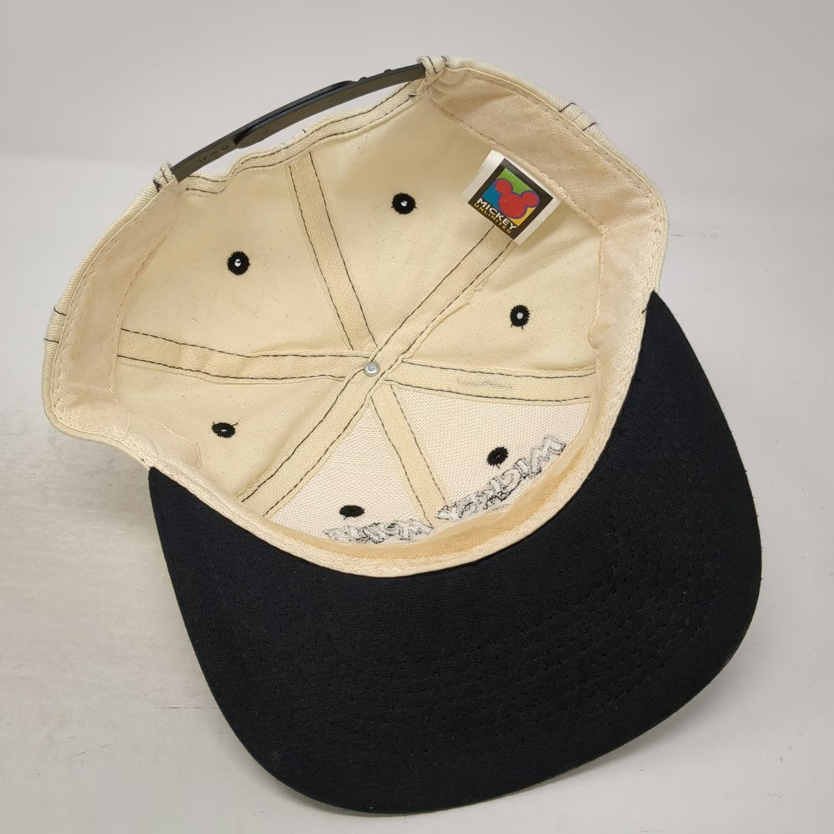 Fresh Caps Snapback Beige Black One Size Mickey Mouse Disney Embroidered Hat
