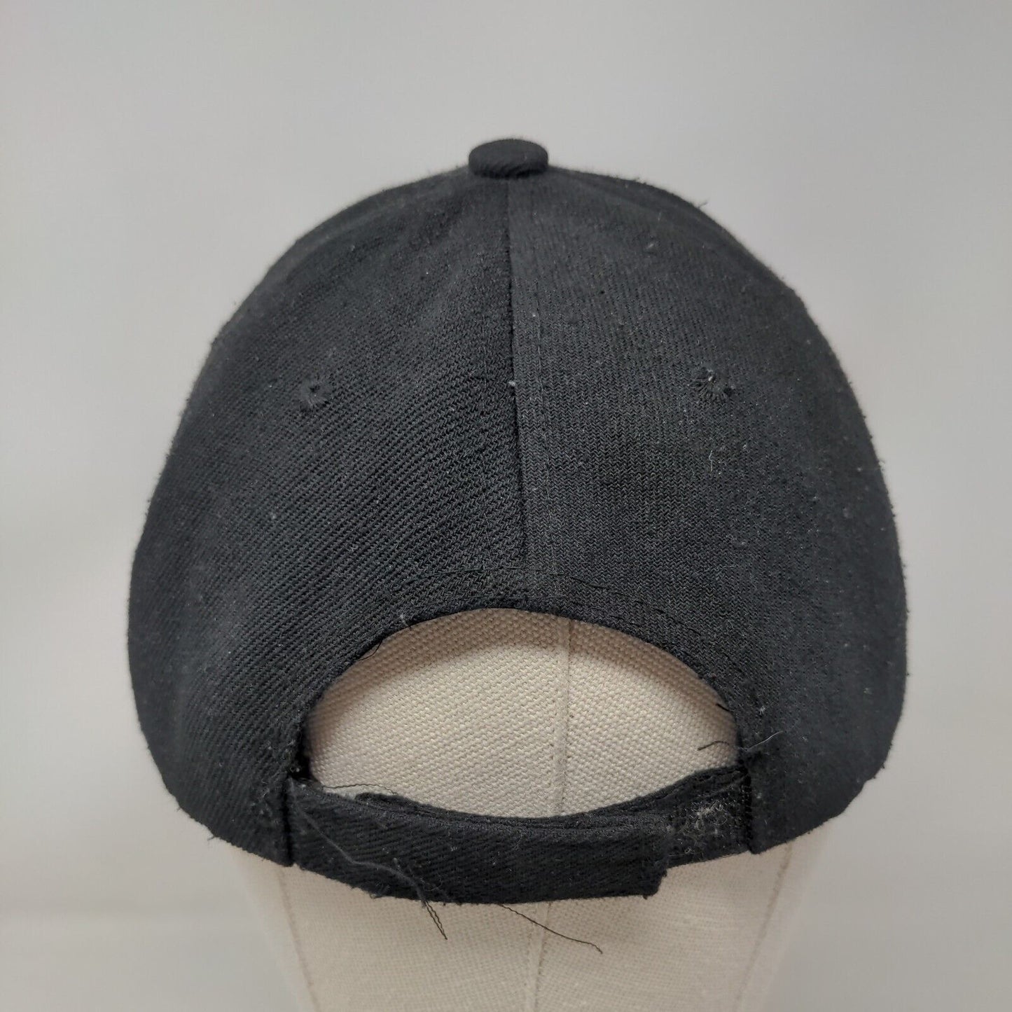Unbranded Strapback Hat Black One Size Adjustable 6 Panel Vent Holes Blank