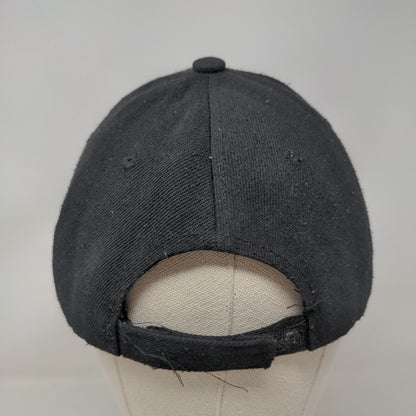 Unbranded Strapback Hat Black One Size Adjustable 6 Panel Vent Holes Blank