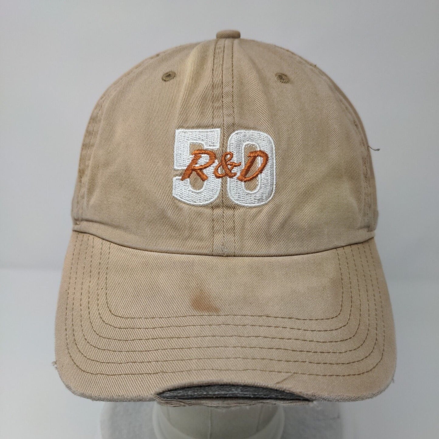 50 R&D Slideback Hat Tan Medium-Large Solid Embroidered Richardson