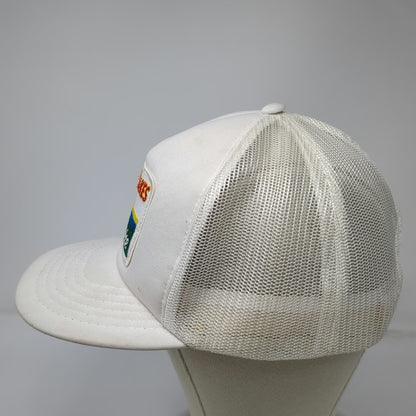Yupoong White Trucker Hat Land O Lakes Foodservice Maiden Logo Patch Vintage