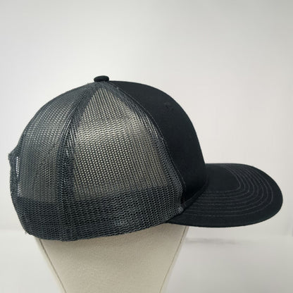 Port Authority Trucker Hat Black One Size Leather Patch Mountain Idaho Snapback