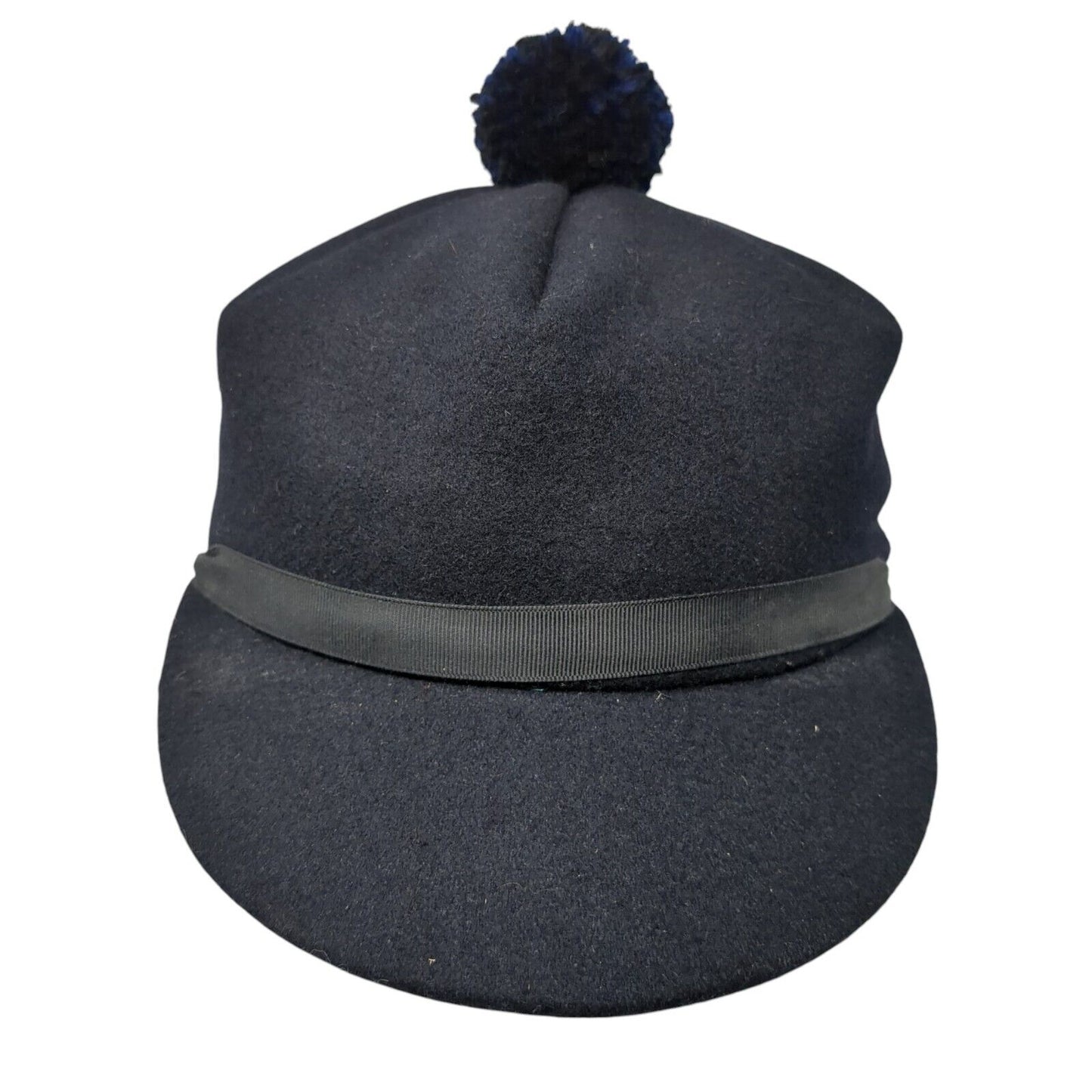 Unbranded Fitted Pom Pom Hat Blue 55cm Solid Outdoor Wool Blend Quilted
