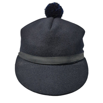 Unbranded Fitted Pom Pom Hat Blue 55cm Solid Outdoor Wool Blend Quilted