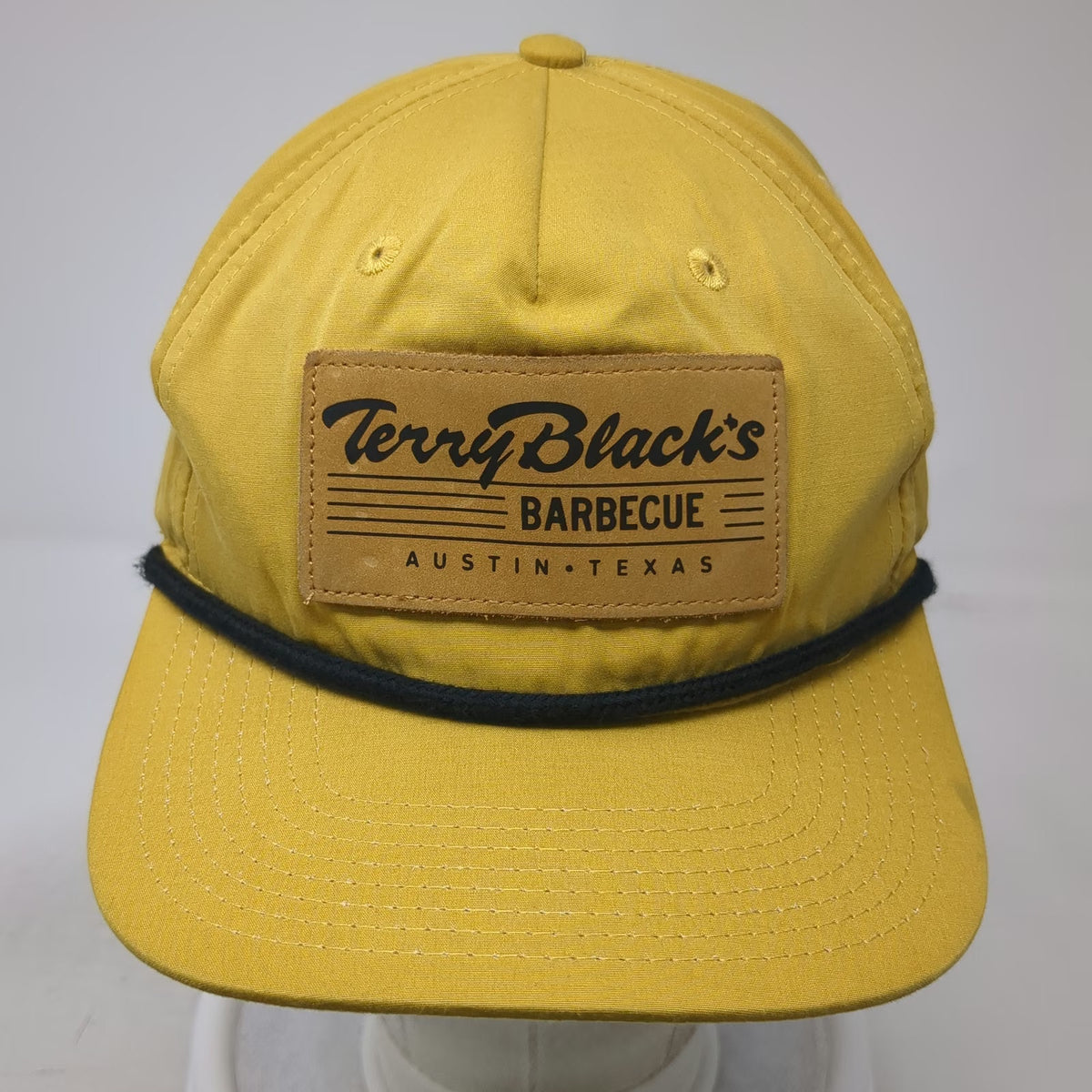 5 Panel Yellow Hat One Size Terry Blacks Barbecue Austin Texas Rope Patch