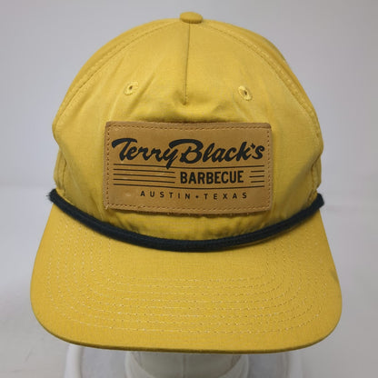 5 Panel Yellow Hat One Size Terry Blacks Barbecue Austin Texas Rope Patch